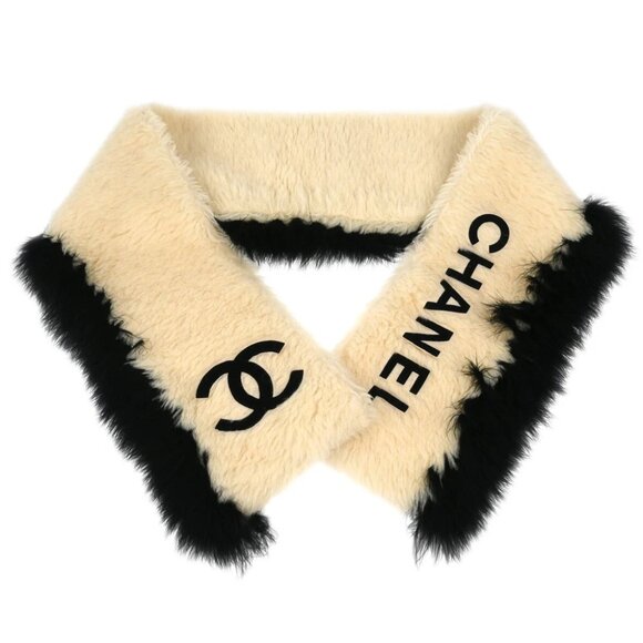Chanel Fur Shawl Stole White Small Good 175838 - Picture 1 of 4